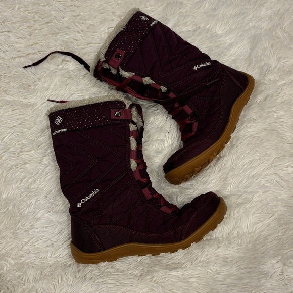 Columbia Minx Mid Cordovan Boots Omni Heat Youth Purple Size 2 - Picture 3 of 9